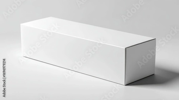 Fototapeta Elegant Long White Container. Mock-up for Blank Cardboard Delivery Design Element, Isolated for Neat Presentation