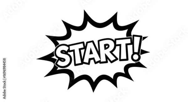 Obraz Bold "START!" Text in Comic Book Style