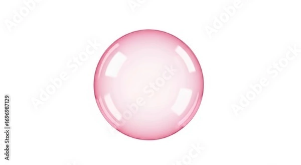 Fototapeta Glossy pink bubble with soft light reflection on white background