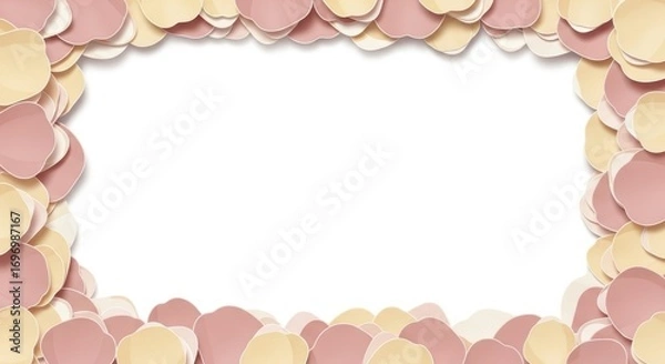 Fototapeta Elegant pastel petals border with blank center for text or design