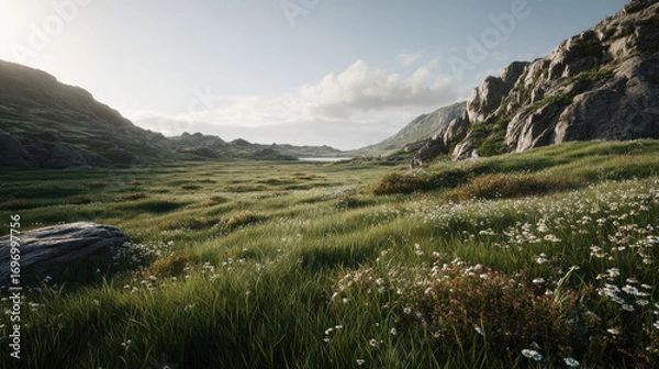 Obraz experience beauty of summer landscapes across  different countries essence of alpine meadows adorned with