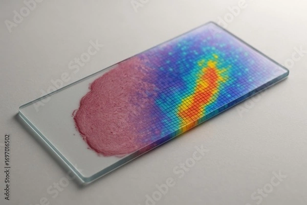 Obraz Single-cell spatial transcriptomics tissue slide showing gene expression data.