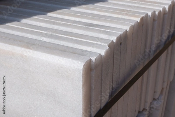 Fototapeta Building and architecture interiere work. palet of polished marble