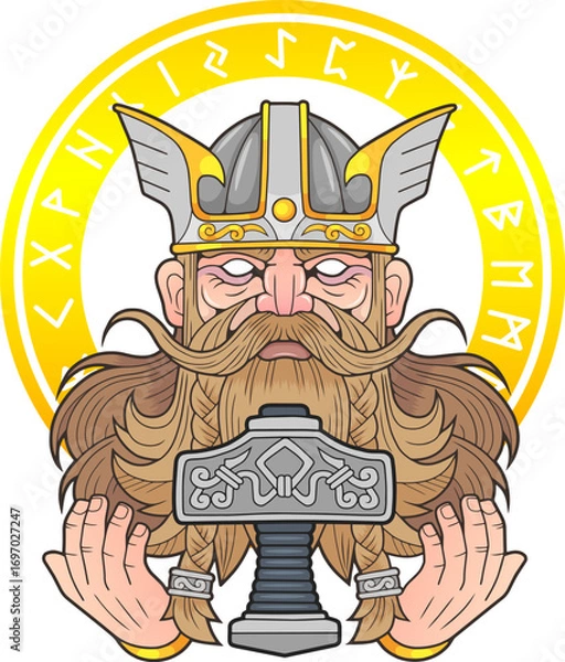 Fototapeta mythological scandinavian god of thunder