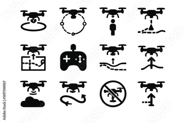 Fototapeta Icon vector path hover drone home orbit flight alert vertical mode beam