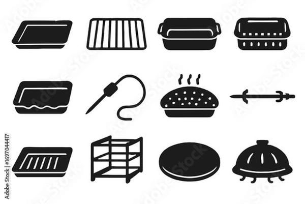 Fototapeta Crumb accessories tray skewer smart vector drip rack icon oven insert pan