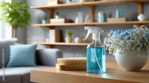Fototapeta Clean and organized living space with natural light and decorative elements in a modern home