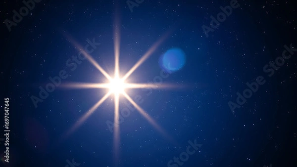 Fototapeta Bright and shining North Star in a night sky symbolizing hope and guidance animation
