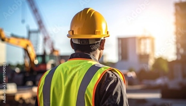 Obraz construction worker on a construction site