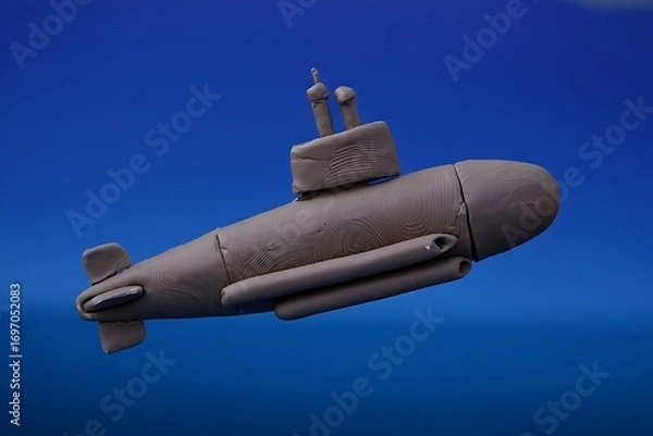 Obraz Clay Submarine Model Against a Blue Background Showing Detail and Texture