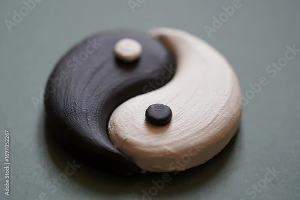 Obraz Close up of a Yin and Yang Symbol Made of Clay or Dough
