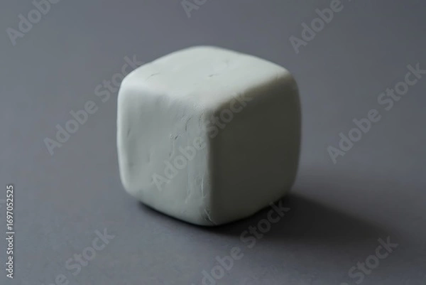 Obraz Soft Gray Cube on Gray Background with Subtle Shadow and Smooth Texture