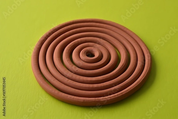 Obraz Terracotta Coil Pot Technique Demonstration on a Green Background
