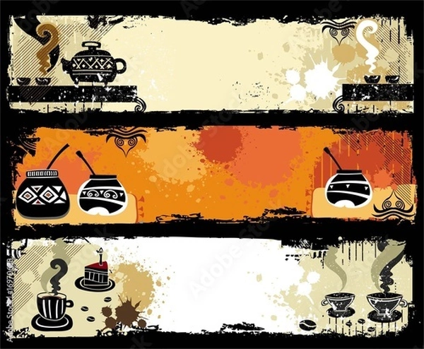 Obraz Tea, coffee, yerba mate banners