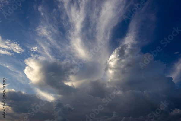 Fototapeta Cloudscape has been developing in gorgeous form. The vast blue sky and clouds sky background.