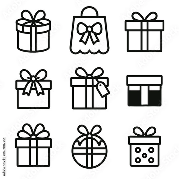 Fototapeta Ornament vector icons tag bag icon modern box layered wrapping gift