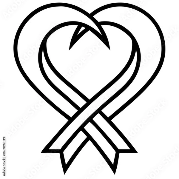 Fototapeta Stylized heart made of ribbons symbolizing love and unity