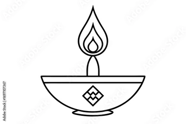 Fototapeta Oil Lamp with Diamond Pattern Icon – Symbol of Light, Spirituality, and Sacred Tradition