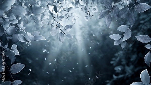 Fototapeta Magical dreamy forest shining with white high resolution picture
