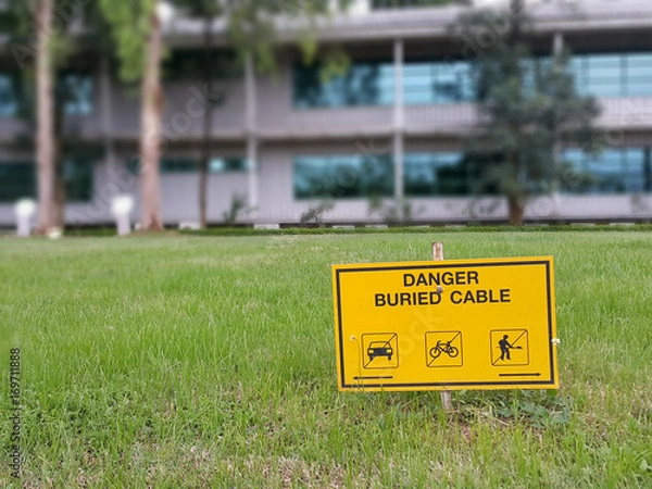 Obraz danger buried high voltage cable under the lawn