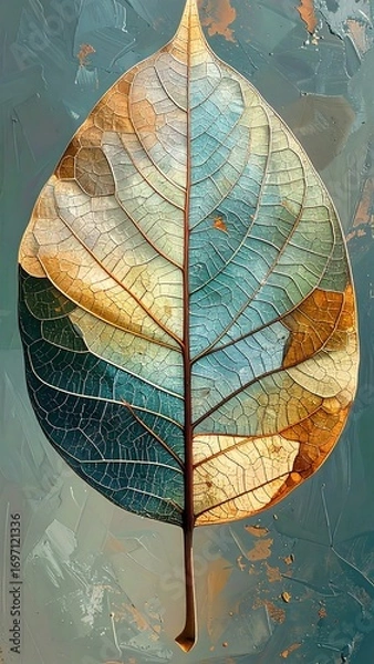 Obraz Vibrant leaf design on abstract backdrop