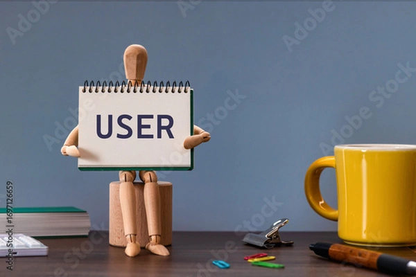 Fototapeta There is notebook with the word USER. It is as an eye-catching image.