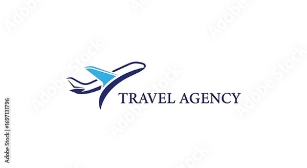 Fototapeta Modern airplane icon for travel agency, symbolizing global journeys and adventure