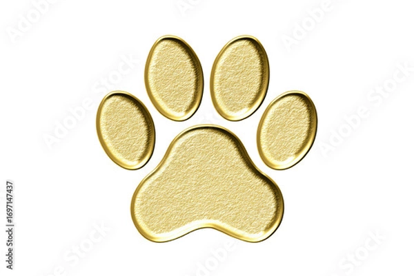 Fototapeta A gold colored paw print with four toes