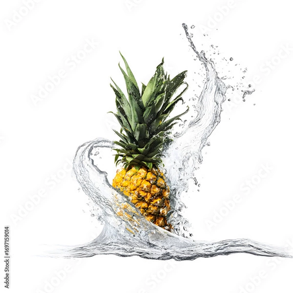 Fototapeta Pineapple splash isolated against black background