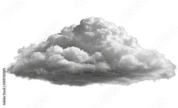 Obraz A large, grey cumulus cloud against a white background