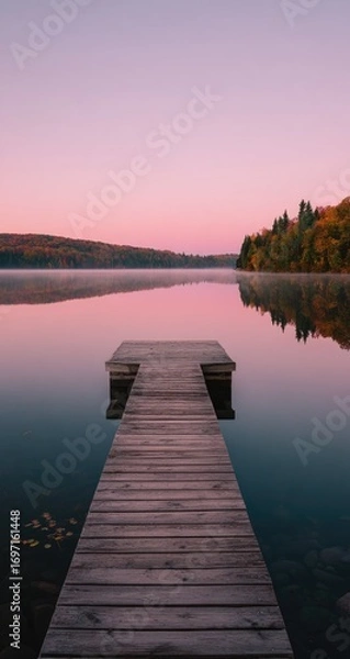 Obraz Peaceful lake dock at dawn