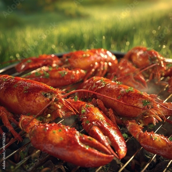 Obraz Grilled lobster on a barbecue (1)