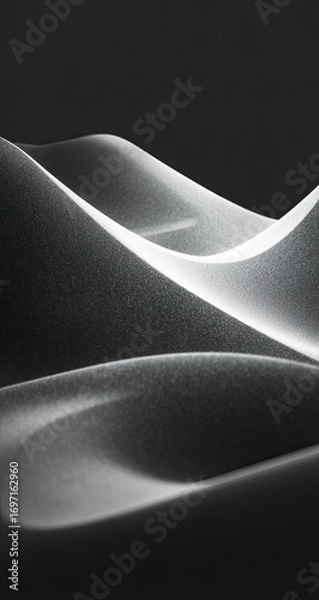 Obraz Abstract monochrome dunes.  Soft, flowing shapes in shades of gray and white.  Suggests a desert landscape