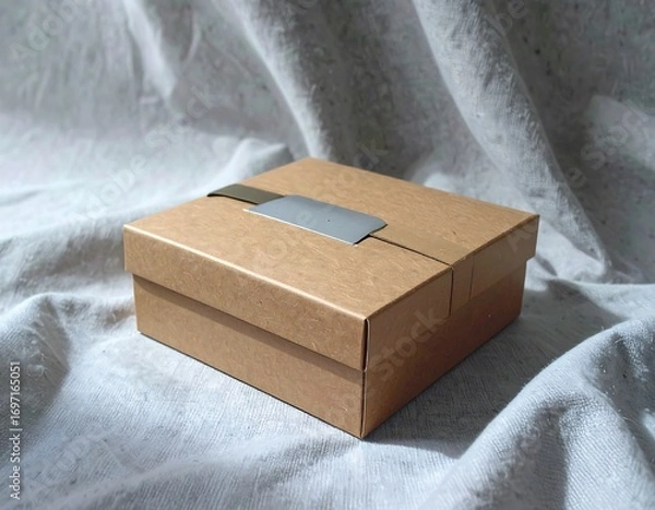 Obraz Light brown gift box on fabric