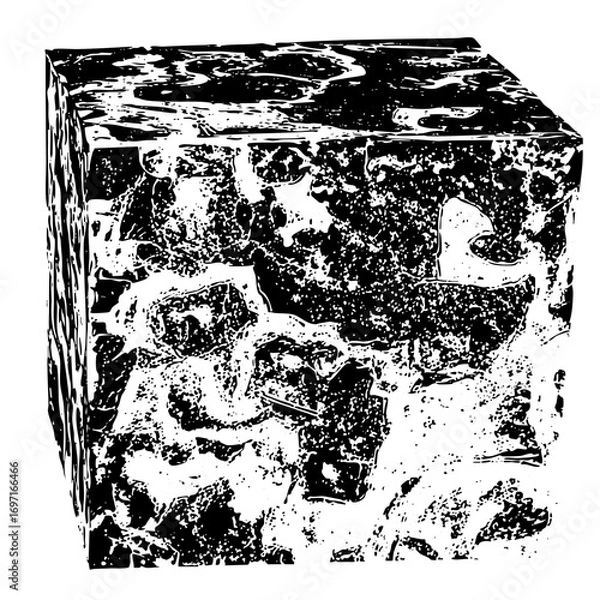 Fototapeta Vector Detailed of a fractured cube with internal voids.