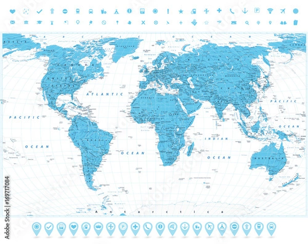 Obraz World Map and navigation icons