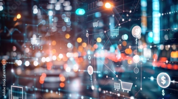 Obraz Digital commerce overlay night