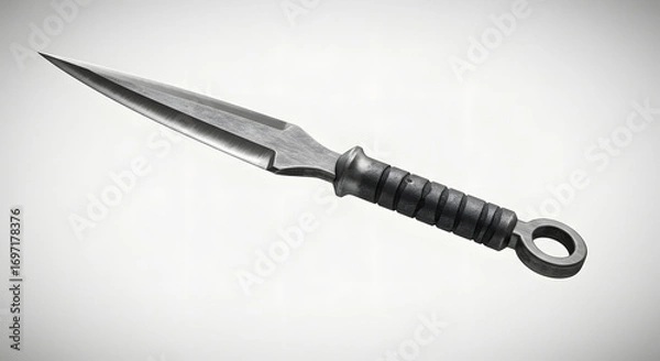 Fototapeta Sharp Assassin's Tool: A sharply-pointed throwing weapon with a sturdy grip, presented in photorealistic detail, against a minimalist backdrop.