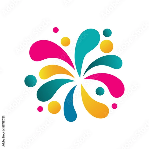 Fototapeta Colorful firework icon. Celebration burst vector. Festive confetti symbol. Party explosion element.