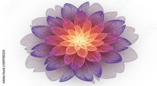Fototapeta Vibrant fractal flower glows softly with warm light. AI Generated