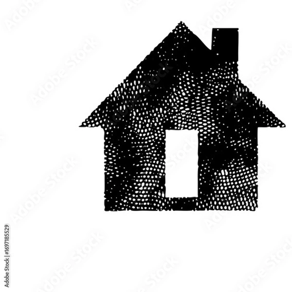 Fototapeta Vector Detailed stippled of a classic house with chimney.