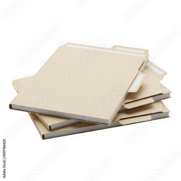 Fototapeta Stack of cream folders isolated on transparent background