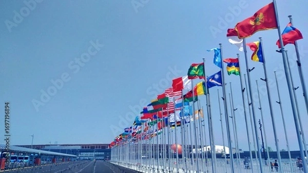 Obraz 大阪万博と世界各国の国旗