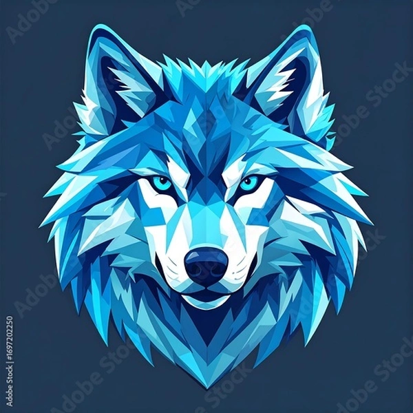 Obraz Bold, stylized blue wolf head, polygon design