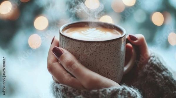 Obraz Hands hold warm coffee