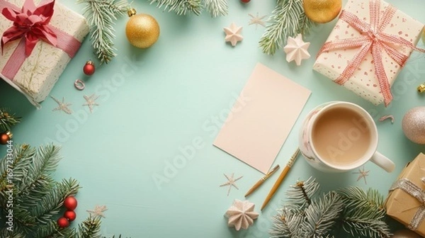 Obraz Christmas decorations coffee card