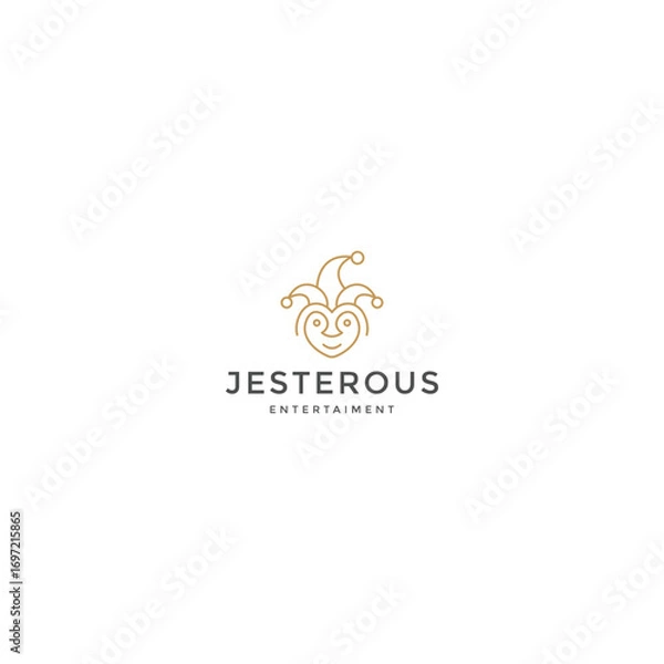 Fototapeta Head jester line logo vector design template