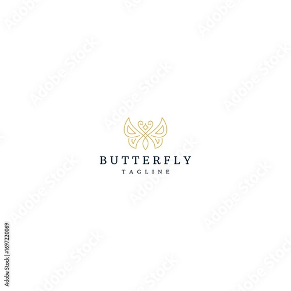 Fototapeta Butterfly line logo vector design template