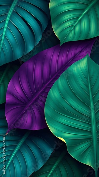 Fototapeta Colorful tropical leaves pattern