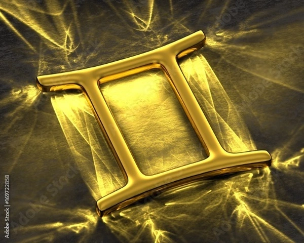 Fototapeta Sign of the zodiac in gold with caustics - Gemini